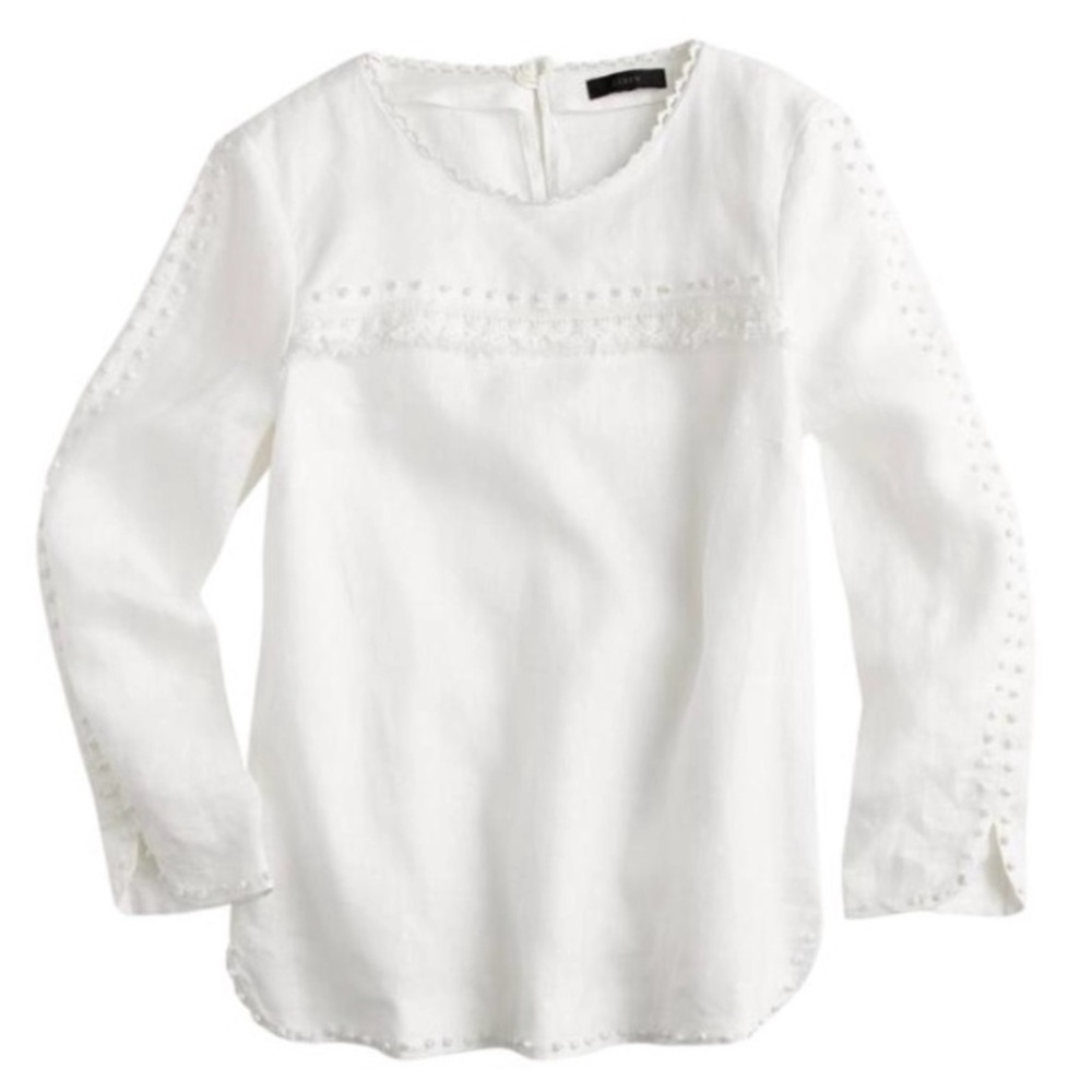 NWT BRAND NEW J CREW white linen blouse women's